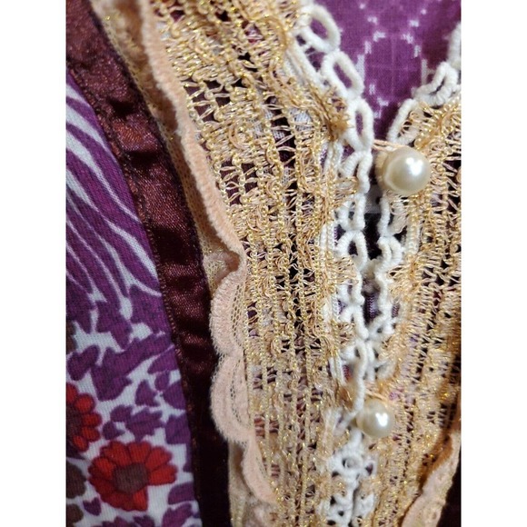 Free People Tunic Pearl Linen Blend sz S Multicolor Floral BOHO Top - Picture 3 of 7